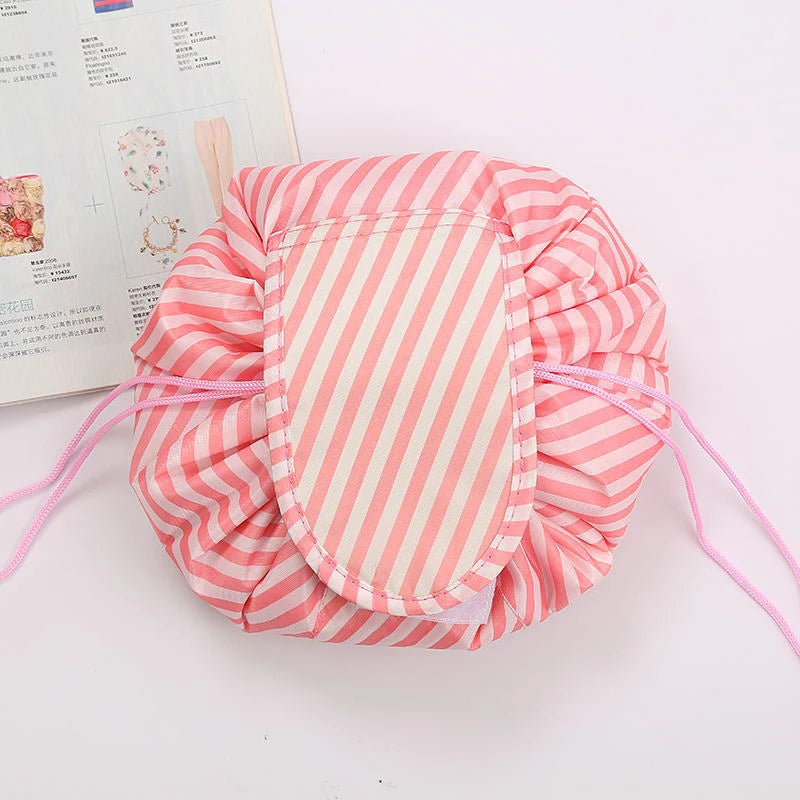 Women’s Drawstring Cosmetic Bag — Portable Waterproof Travel Makeup Organizer & Toiletry Beauty Pouch