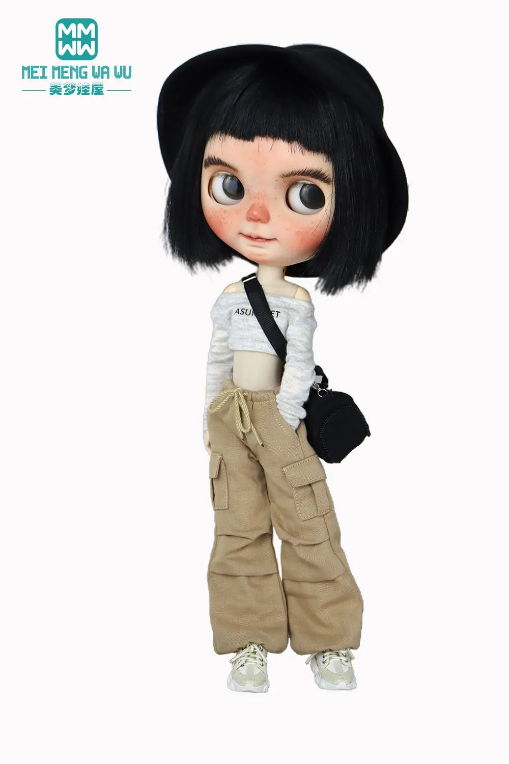 Blythe & Azone OB22/OB24 Doll Clothes — Fashion Jeans Overalls in Khaki, Army Green, Denim Blue, Pink & Black