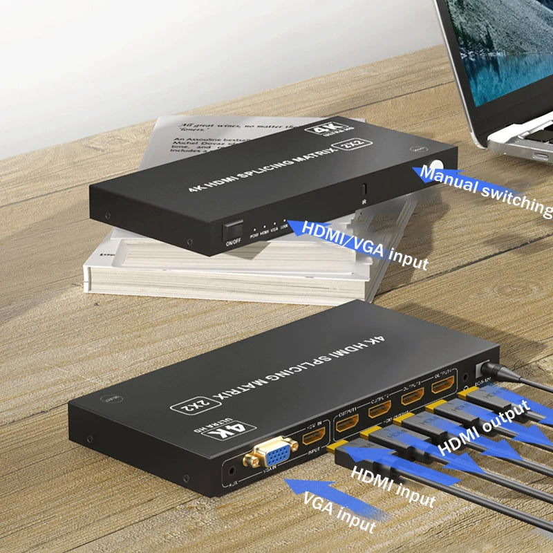 4K HDMI Video Wall Controller - Multi-Screen HDMI VGA Video Splicer