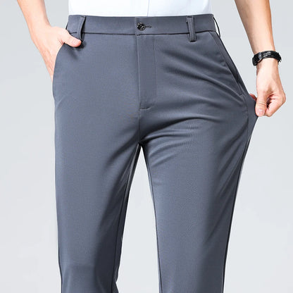 Men's Summer & Autumn Dress Pants – Thin Formal Work Trousers | Business Casual Black & Wine Red Long Pants