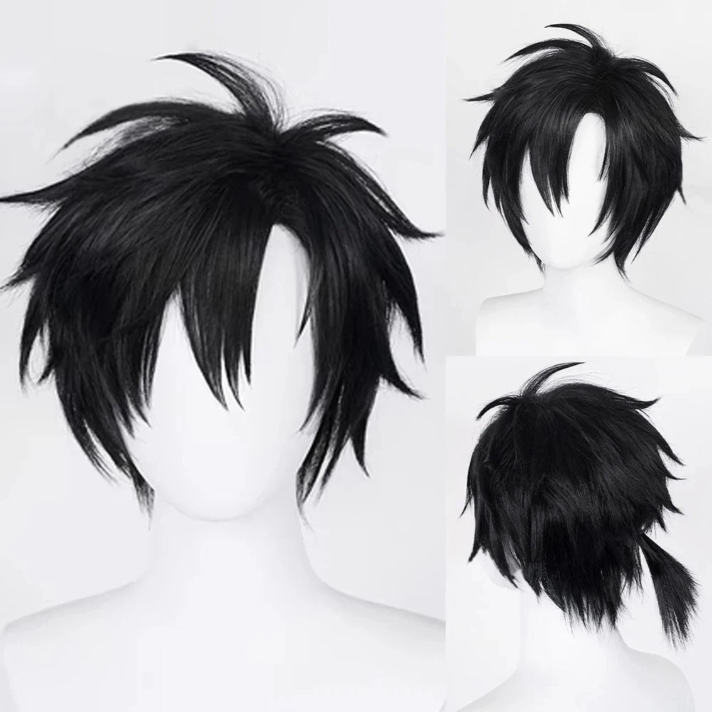 RANYU White Men’s Wig – Short Straight Synthetic Anime Hair, High-Temperature Fiber for Cosplay & Party