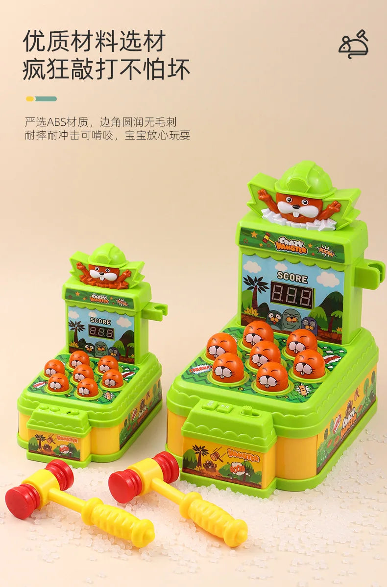 Whack-A-Mole Challenge Game — Electric Two-Player Battle Table with Lights, Music & Cartoon Fun for Parties and Desktop Play
