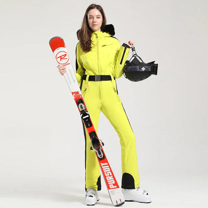 Gsou Women’s Winter Snow Jumpsuit – One-Piece Ski Suit, Thermal Waterproof & Windproof Outdoor Sportswear for Snowboarding