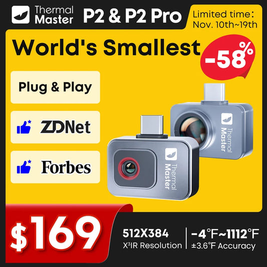 1112°F P2 Thermal Camera - Handheld Infrared Imager for Car Diagnostics, Machine Repair, HVAC & Home Inspection