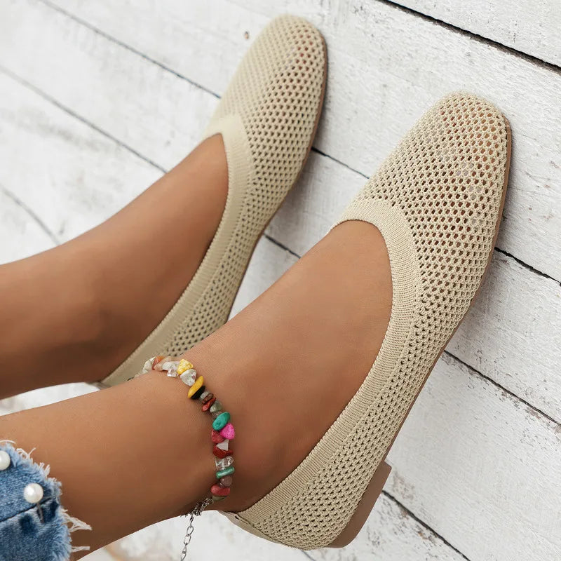Women’s Mesh Knitting Loafers – Casual Summer Flats & Sport Sneakers, Lightweight Walking & Running Shoes