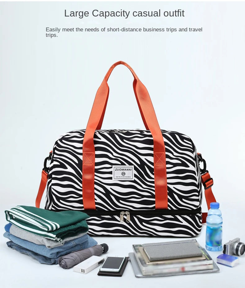 Women’s Carry-On Travel Bag – Spacious Animal Print Nylon Gym & Sports Bag, Large Capacity Weekend Overnight Bag