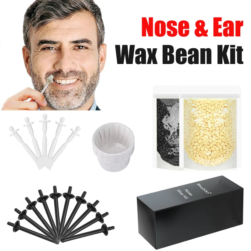 Portable Nose Hair Removal Wax Set - Painless Paper-Free Wax Beans Kit for Men & Women