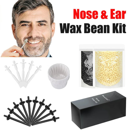 Portable Nose Hair Removal Wax Set - Painless Paper-Free Wax Beans Kit for Men & Women