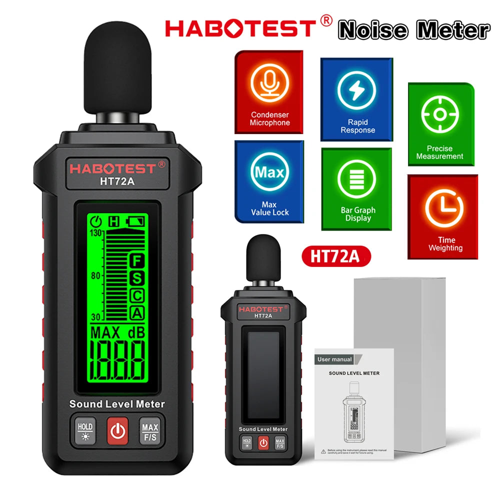 Digital Sound Level Meter - 30–130 dB Noise Detector for Room, Office, Factory, Studio & Traffic Noise Testing
