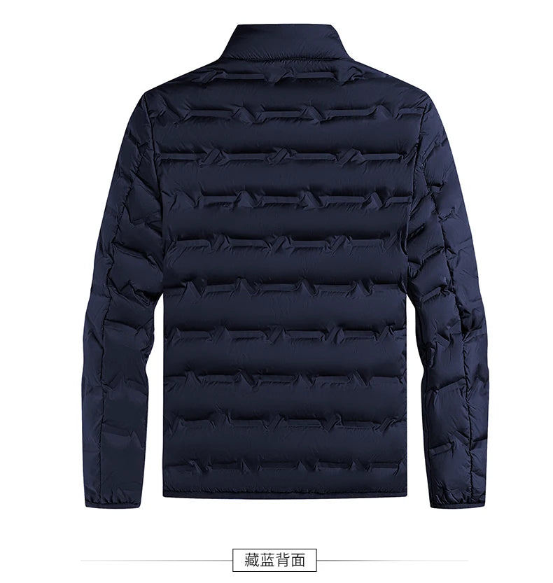 Graphene Self-Heating Down Jacket for Men – Solid Windproof, Pleated Stand Collar, Warm Winter Outerwear