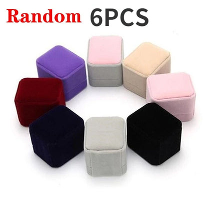 6PCS Red Velvet Heart Ring Boxes – Romantic Jewelry Display & Gift Case for Engagement, Wedding & Wholesale