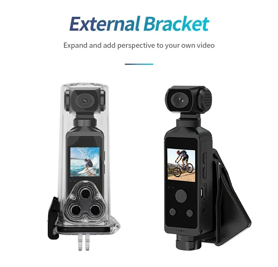4K Ultra HD Pocket Action Camera — 270° Rotatable Vlog Sports Cam with WiFi, Waterproof Case & Helmet Mount
