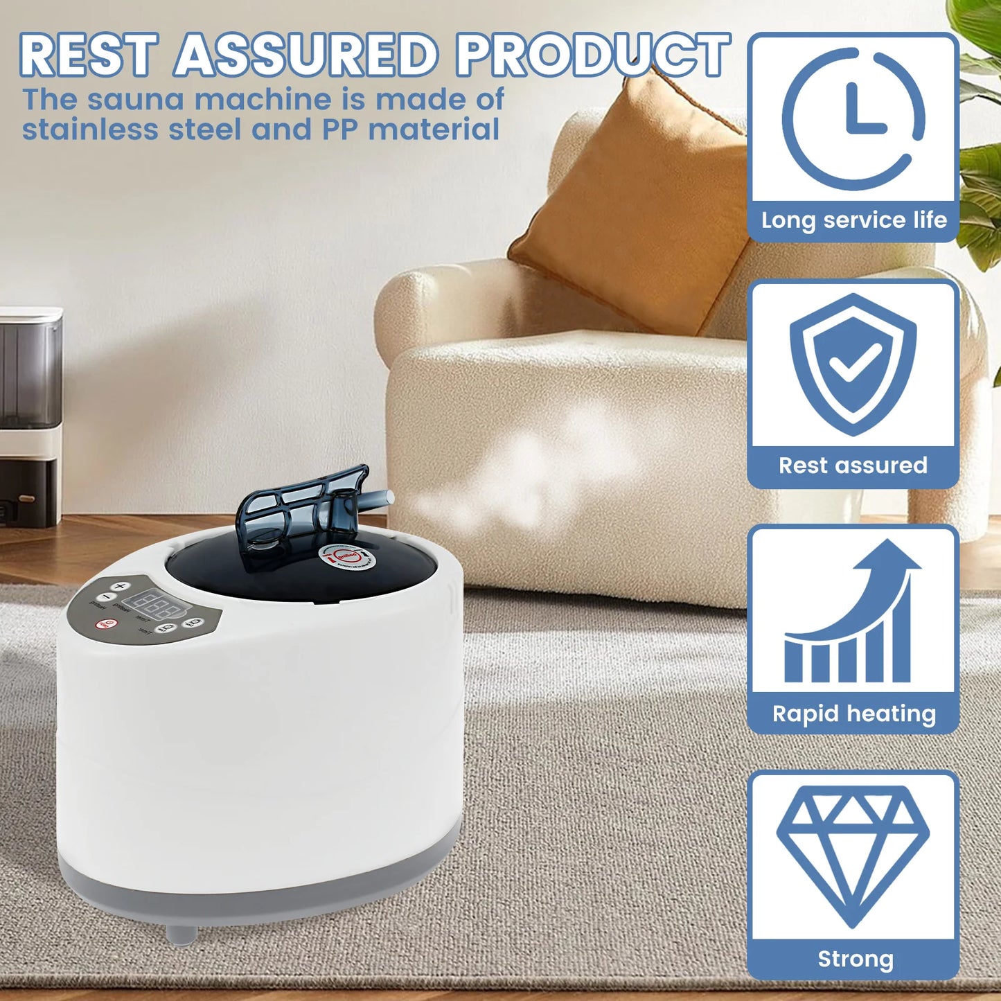 3L Sauna Steamer Machine – 1000W US Steam Pot Generator with Safety Protection for Bath Tub & Sauna Room