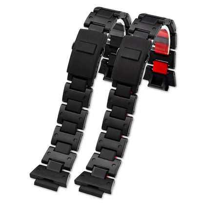 Black Red Lightweight Composite Plastic Steel Watch Band for Casio GW-B5600, DW5600MS, DW6900, GA2100 – Durable Replacement Strap Bracelet