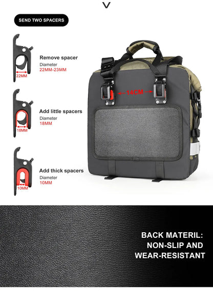 Rhinowalk Motorcycle Saddlebag 20L-30L – Universal Side Bag with Removable 100% Waterproof Inner Liner for Travel Motorbike Luggage