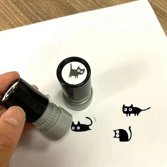 Cute Black Cat Cartoon Stamps – 4-Style DIY Scrapbooking, Diary, Collage & Stationery Decoration Set