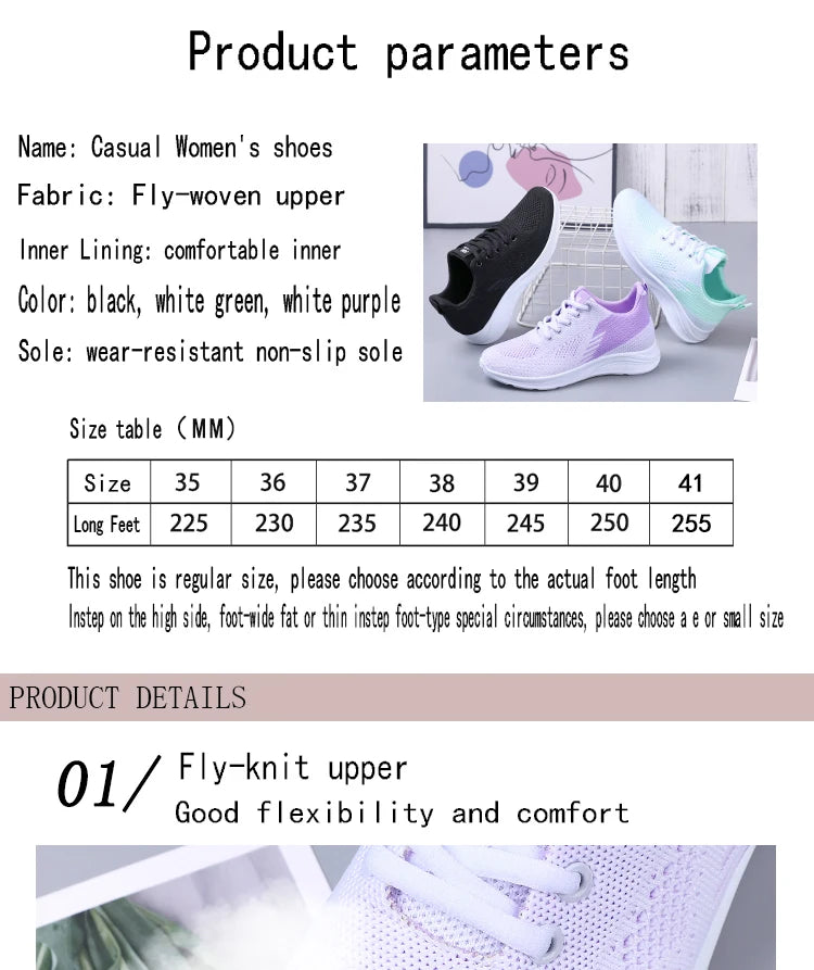 Spring New Women's Lightweight Mesh Running Shoes, Soft Sole Sport Casual Sneakers