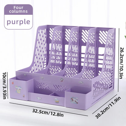Multi-Color File Rack Folder Storage Box, Desktop File Box, Multi-Functional File Basket, Multi-Layer Shelf, Office Bookshelf Organizer