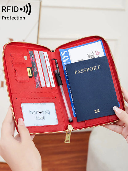 Fashionable RFID Passport Holder – PU Leather Front Pocket Wallet, Multifunctional Travel Accessories for Protection
