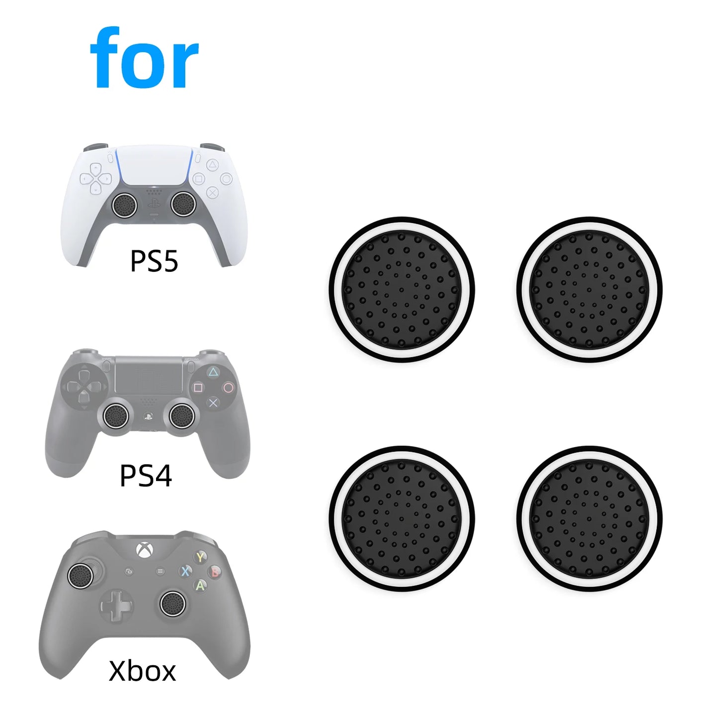 4pcs Luminous Analog Thumb Stick Grip Caps — Controller Covers for PS5, PS4, Xbox 360, Xbox One, Series X & Switch Pro