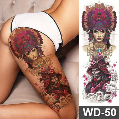 Large Temporary Leg Tattoos for Women - Sexy Animal & Anime Skull Water Transfer Body Art Stickers