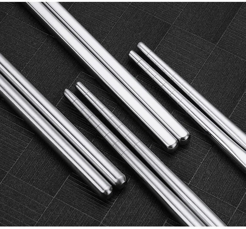 2–5 Pairs 304 Stainless Steel Chopsticks – Non-Slip Metal Sushi Sticks for Korean, Japanese & Chinese Food