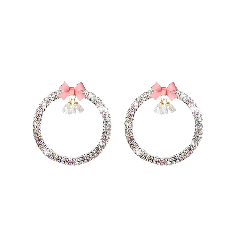 Rhinestone Bow Car Start Button Trim - Sparkling Diamond Decorative Ring Protective Cover for Auto Accessories