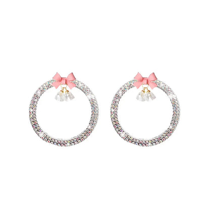 Rhinestone Bow Car Start Button Trim - Sparkling Diamond Decorative Ring Protective Cover for Auto Accessories