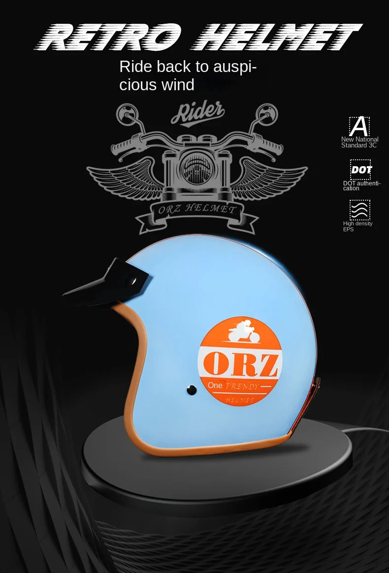 Retro 3/4 Semi-Open Motorcycle Helmet — Cross-Country Winter Riding Accessories