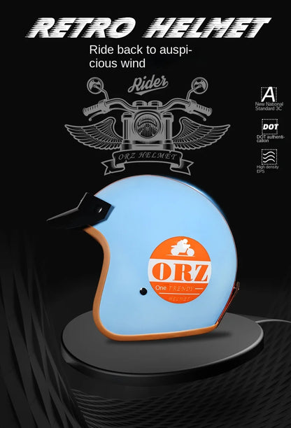 Retro 3/4 Semi-Open Motorcycle Helmet — Cross-Country Winter Riding Accessories