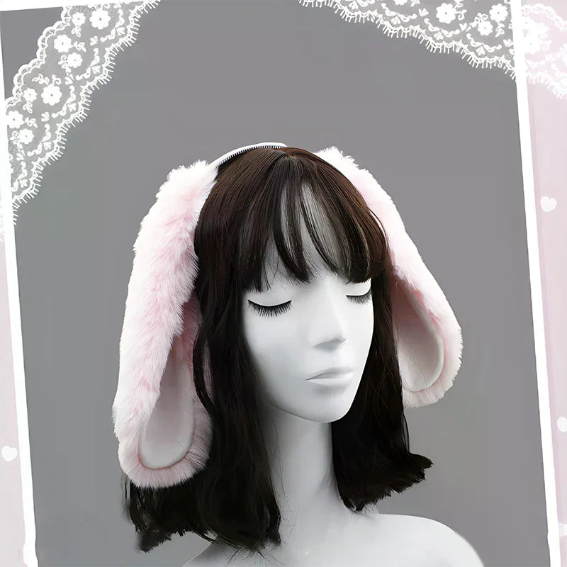 Cute Bunny Ears Headband - Plush Rabbit Hair Hoop Cosplay Accessory for Adults & Parties
