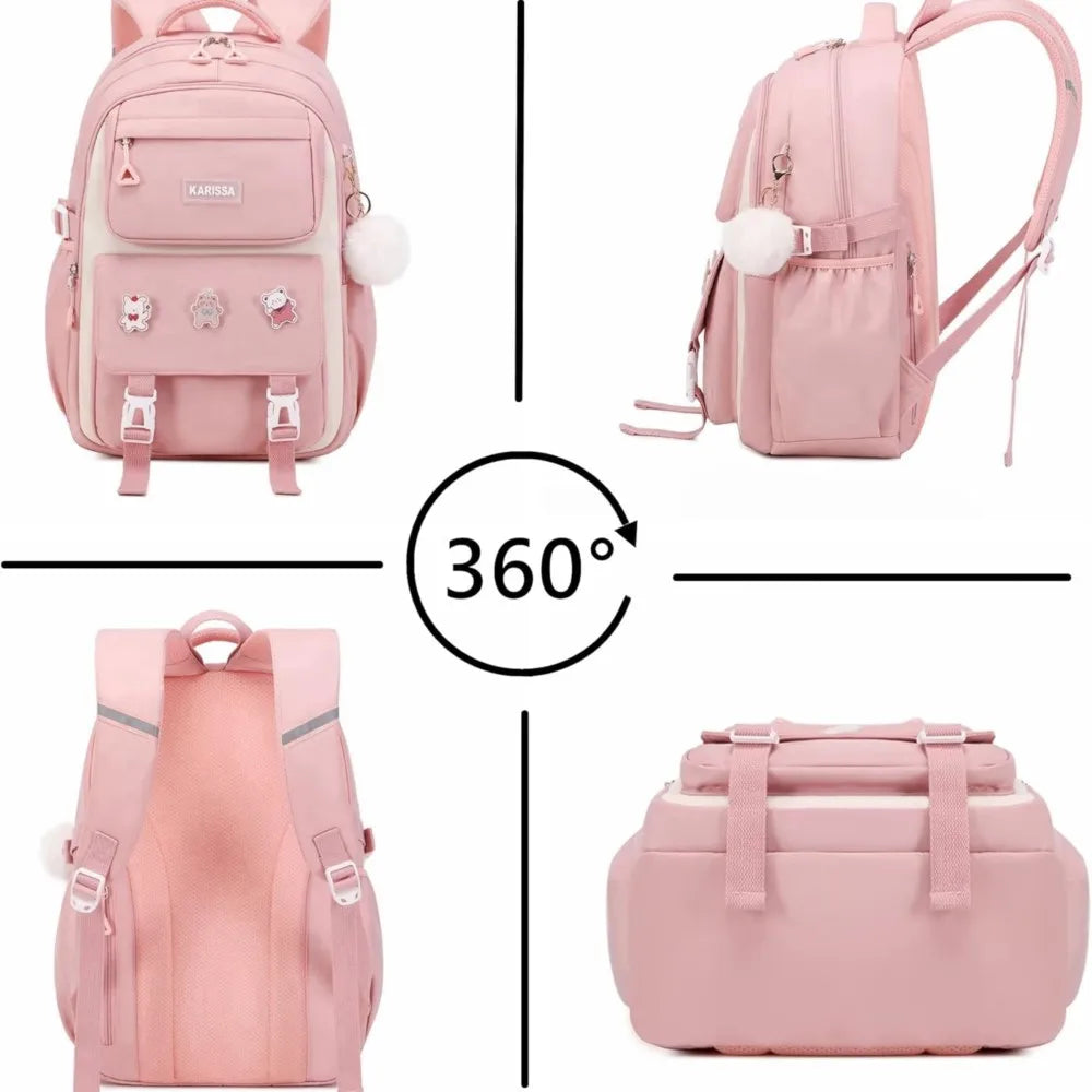 Girls’ School Backpack Set – Kawaii Water-Resistant Bookbags for Elementary Kids, Primary School Bag