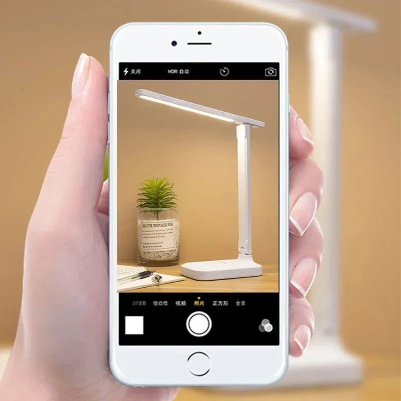 Folding LED Desk Lamp – Touch Dimmable Eye Protection Night Light for Bedroom, Bedside & Study with USB Plug-in