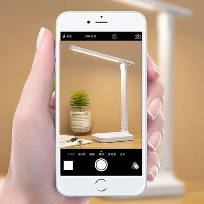 Folding LED Desk Lamp – Touch Dimmable Eye Protection Night Light for Bedroom, Bedside & Study with USB Plug-in