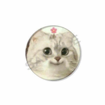 50mm Tinplate Cat Meme Button Pins – Funny Round Brooch Lapel Badge for Hats, Bags & Kids Gifts