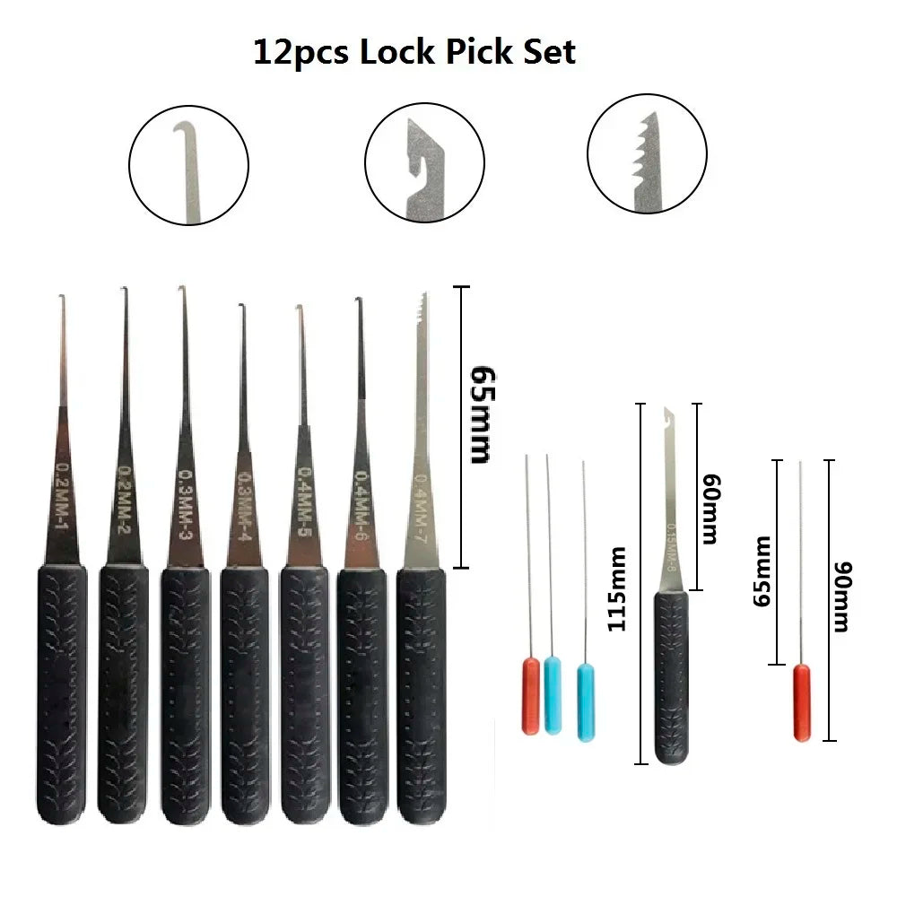 8-Piece Lock Pick Set – Stainless Steel Locksmith Tools with Broken Key Extractor, Hooks for DIY & Auto Use