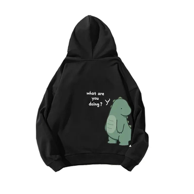 Dinosaur Graphic Couple Hoodie - Men’s Autumn Winter Harajuku Y2K Casual Sweatshirt