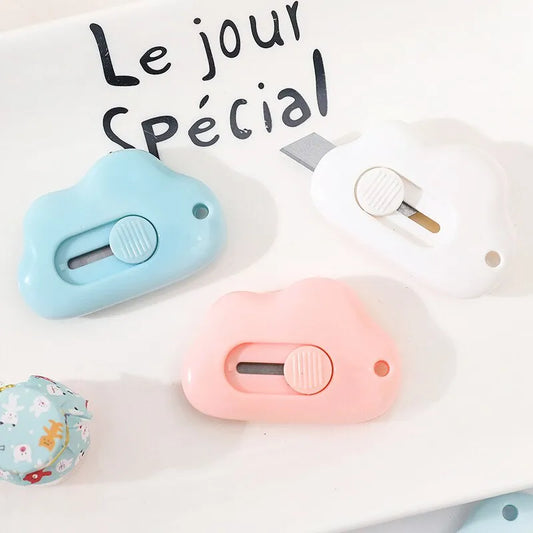 Kawaii Clouds Portable Utility Knife - Unpacking Artifact for Students, School, Office Learning Supplies
