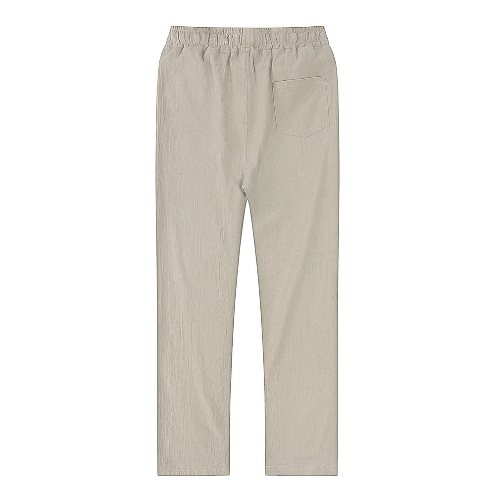 Men's Cotton Linen Pants – Breathable Solid Color Trousers for Autumn, Fitness & Streetwear, S-3XL