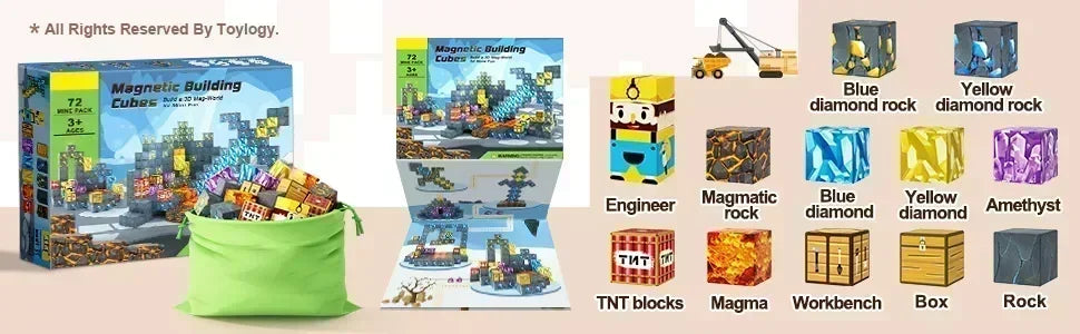 Magnetic Building Blocks Cube Set – STEM DIY Toy for Kids 3+, Boys & Girls, Sensory Model Gift