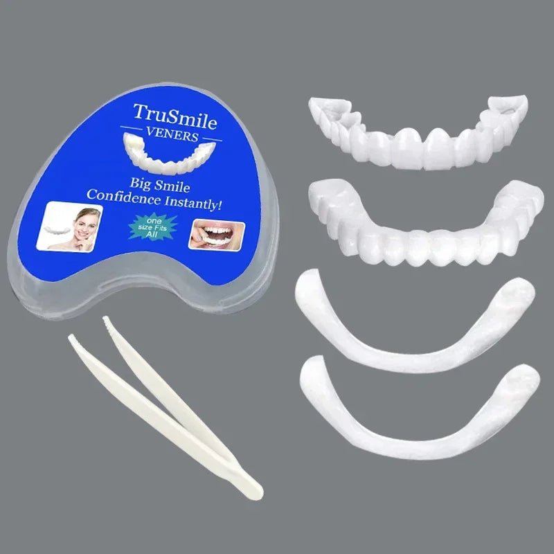 Silicone Denture Set – Temporary Orthodontic Teeth, Fake Teeth for Oral Hygiene, Whitening, and Dental Braces Simulation