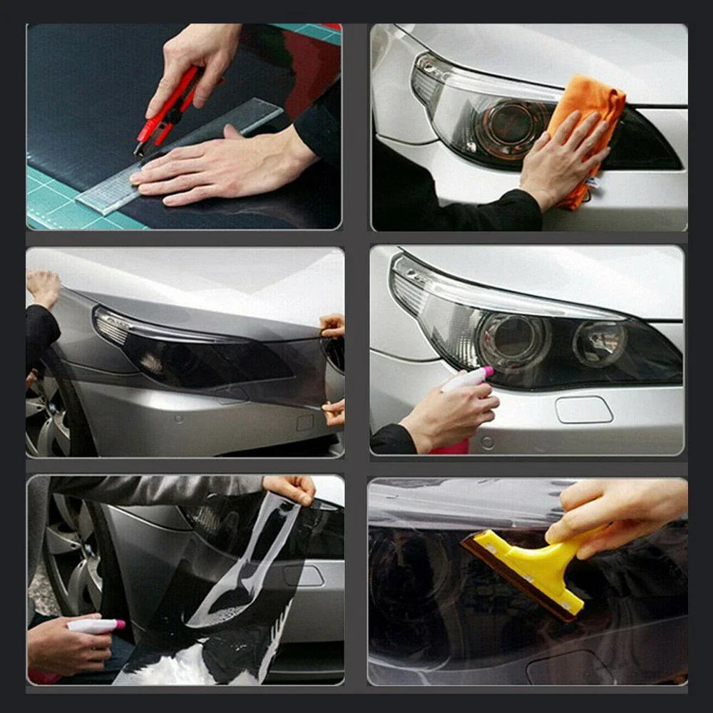 Smoke PVC Headlight Tint Film - Transparent Black Taillight Wrap & Protective Car Styling Film 30x200cm