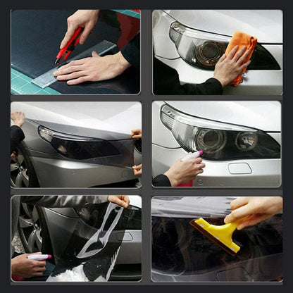 Smoke PVC Headlight Tint Film - Transparent Black Taillight Wrap & Protective Car Styling Film 30x200cm