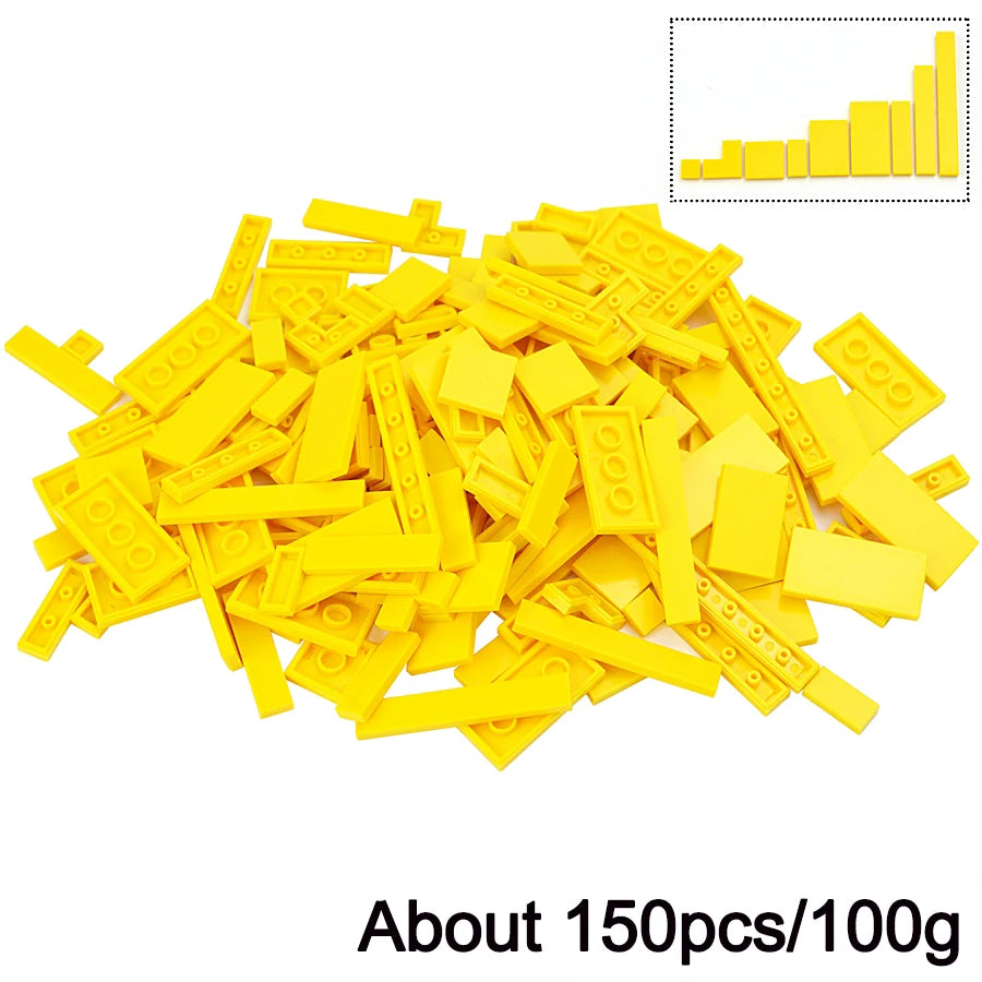 150-Piece DIY Building Blocks Set - Multicolor Flat Tile Construction Parts for Creative Educational Play and Crafts