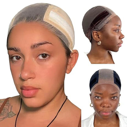 Lace Wig Cap with Grip Band - 4x5 Wider Transparent Lace Cap for Secure Lace Front Wig Fit