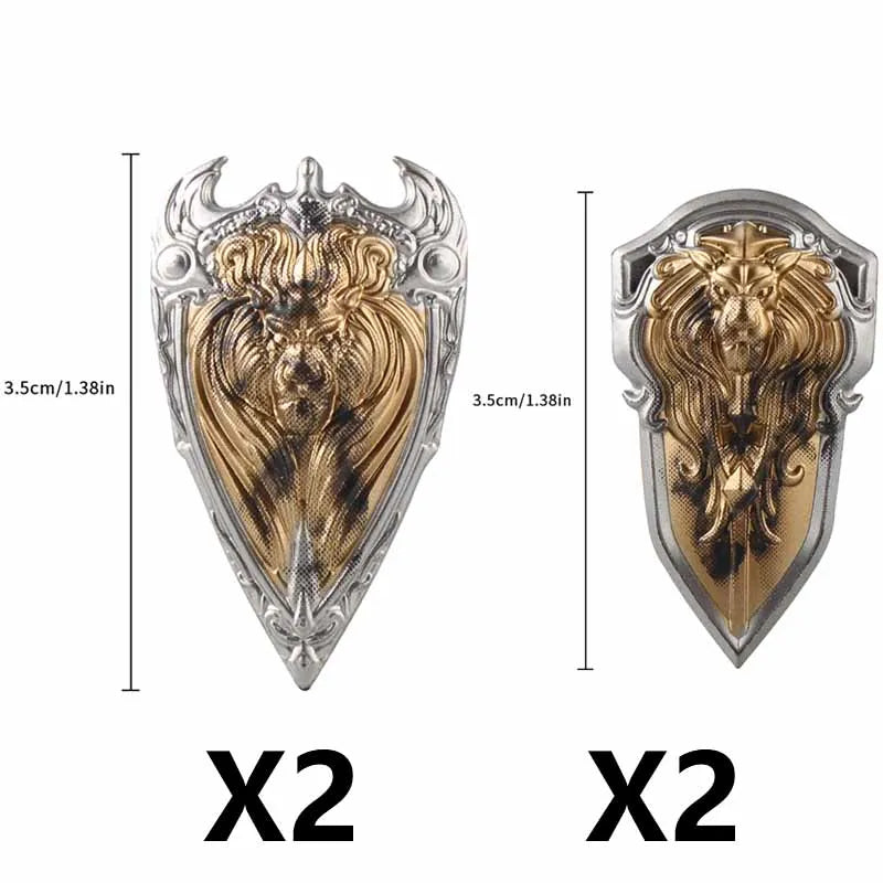 Medieval Figure Weapons Building Blocks Kit – King Sword, Lion Shield, Trident & Double-Edged Axe Battle Toy