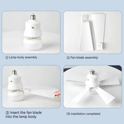 30W Ceiling Fan with LED Light – Dimmable Remote Control, E27 Base Smart Fan for Bedroom & Living Room