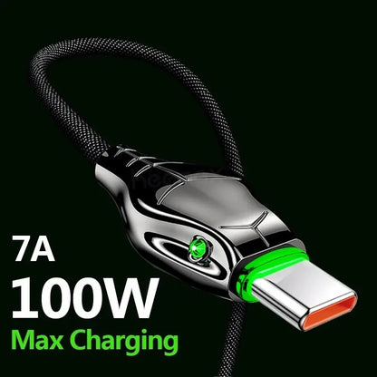 66W Type-C 5A Super Fast Charging Data Cable with Indicator Light - Compatible with iPhone 5-14, Huawei, Xiaomi, Vivo Phones