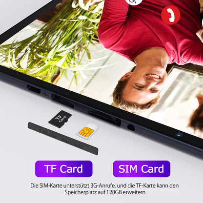 PRITOM 10-Inch Tablet PC – Android 13, 64GB, Quad-Core, SIM Slot, WiFi, GPS & 3G Phone Call Support