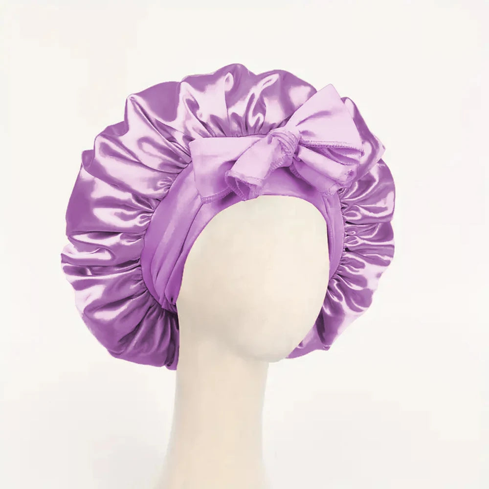 Satin Silk Bonnet – Adjustable Sleeping Hair Bonnet with Tie Band for Women & Men